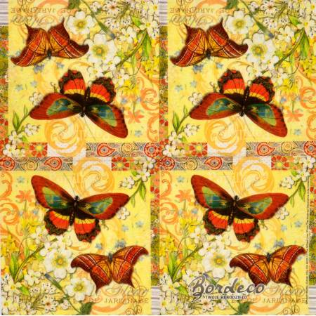 Serwetka decoupage firmy PUNCH STUDIO motyle dwa 25x25cm